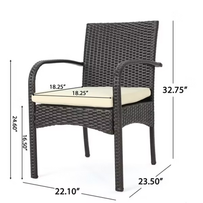 5-Piece Outdoor Wicker Dining Set | Includes Water-Resistant Cushions for Comfort and Durability