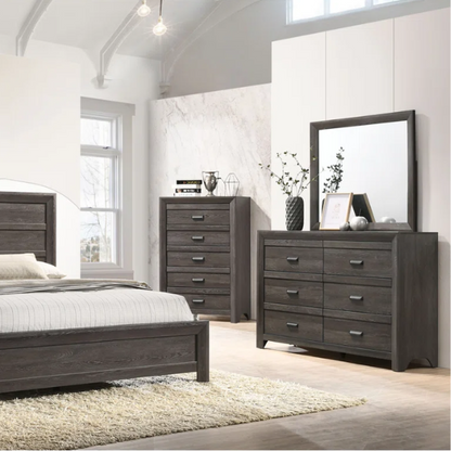 Panel Bedroom Set Special 5-Piece Queen Set – Timeless Elegance with Rich Brown Finish, Decorative Details, and Ample Storage