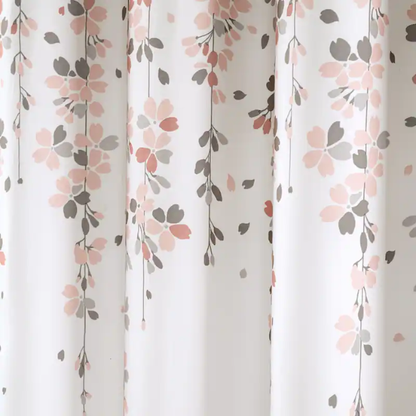 Light Peony Pink, Grey, and White Weeping Flower Shower Curtain – Elegant Floral Bathroom Décor, 72" x 72"