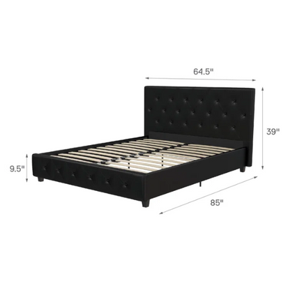 Luxurious Faux Leather Platform Bed – Full Double Size with Sleek Modern Design