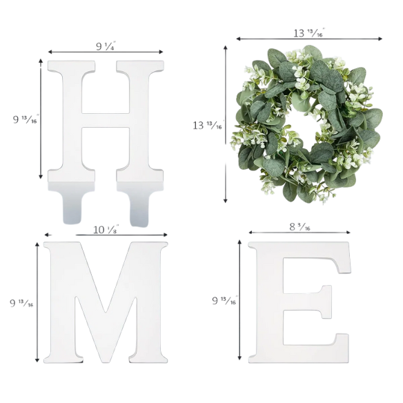 Farmhouse Wall Decor – Versatile 'Home' Logo with Wreath Hangers for Easy Display – Horizontal, Vertical, or Desktop Mounting Options