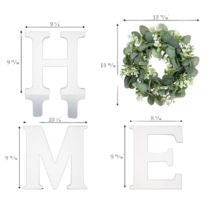 Farmhouse Wall Decor – Versatile 'Home' Logo with Wreath Hangers for Easy Display – Horizontal, Vertical, or Desktop Mounting Options