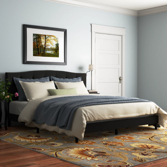 King Size Upholstered Platform Storage Bed with Button Tufted Headboard and Low-Profile Frame – Contemporary Glam Design