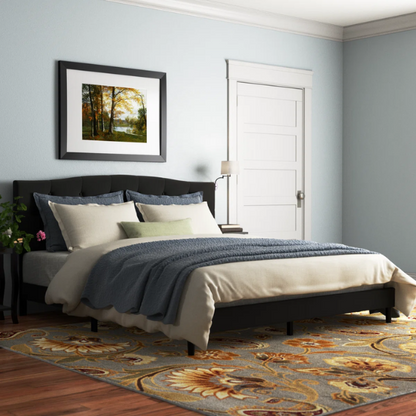 King Size Upholstered Platform Storage Bed with Button Tufted Headboard and Low-Profile Frame – Contemporary Glam Design