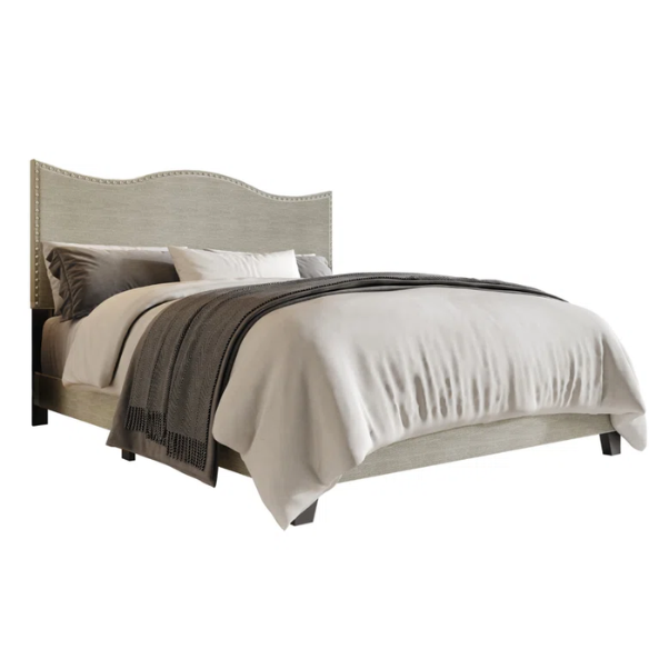 Sleek Upholstered Standard Bed – Full/Double Size in Solid Color Polyester with Stylish, Versatile Design