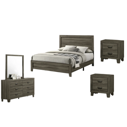 Stylish Dark Grey Wooden 5-Piece Full Double Size Bedroom Set – Modern Design with Sturdy Construction and Sophisticated Finishes