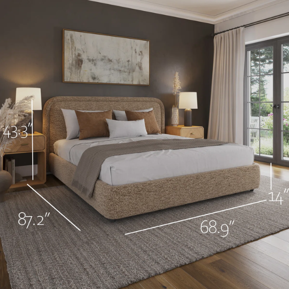 Premium Upholstered Aurora Lift-Up Storage Bed with Elegant Boucle Performance Fabric, Plush Foam-Padded Headboard, and Spacious Under-Bed Storage for a Clutter-Free Bedroom