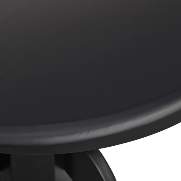 Farmhouse Solid Rubberwood Dining Table with 22-Inch Extension Leaf – Pedestal Base, Seats 6, Available in Oak, Matte Black, White/Natural, Grey/Walnut Finishes