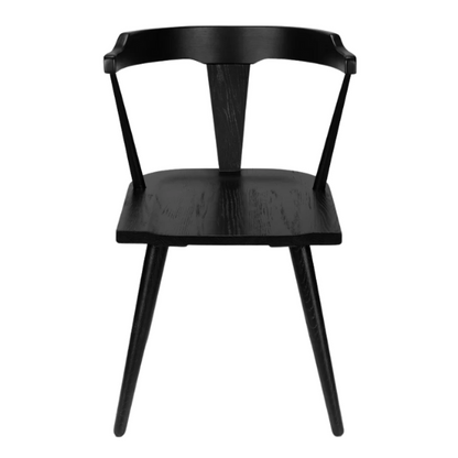 Solid Oak Dining Chair – Mid-Century Modern Splat Back, Tapered Legs, Non-Scratch Feet & Easy Assembly