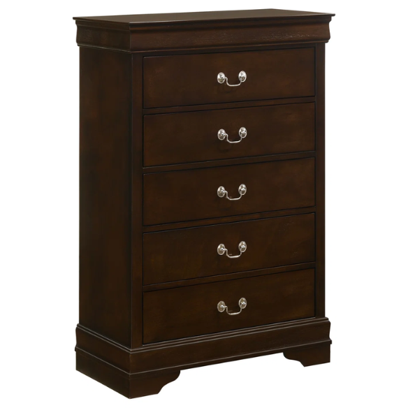 5-Piece Queen Bedroom Set with Brown Dovetail Construction and Timeless Design