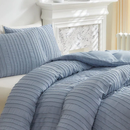 Luxurious Tufted Duvet Cover Set – Queen Size | Striped Textured Boho Bedding | Ultra-Soft Washed Microfiber | 3-Piece Set