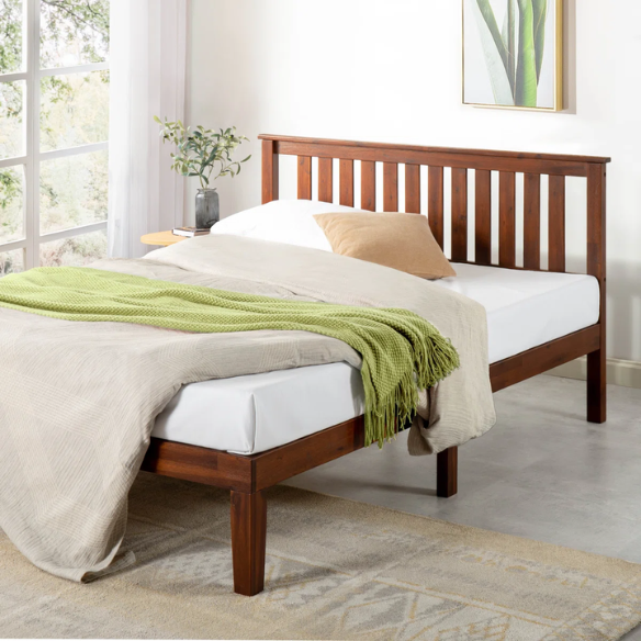 Durable Solid Wood Slat Bed – Full/Double Size with Timeless Design and Sturdy Construction