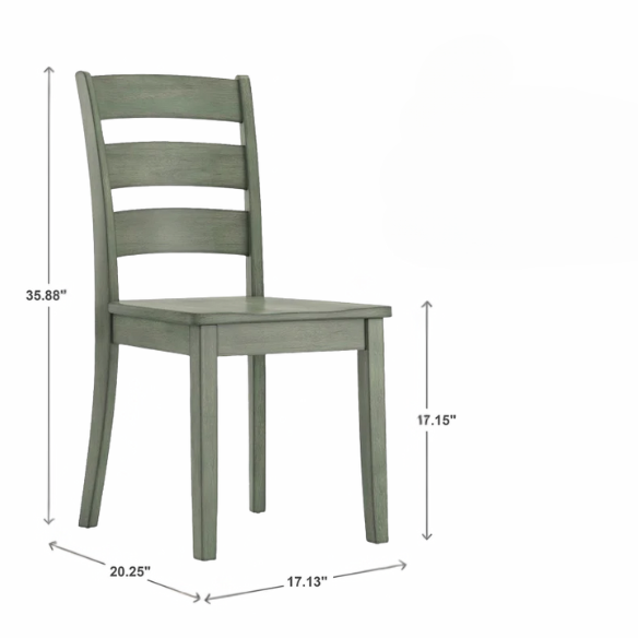 Farmhouse Ladder Back Dining Chairs – Set of 2 | Solid Wood, Distressed Finish