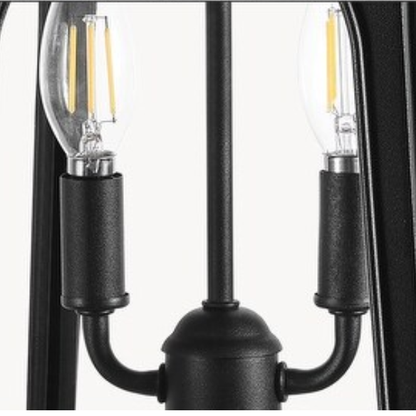 2-Light Black Outdoor Hanging Lantern Fixture with Clear Glass Shade – Modern Industrial Design for Porch, Patio, and Entryway