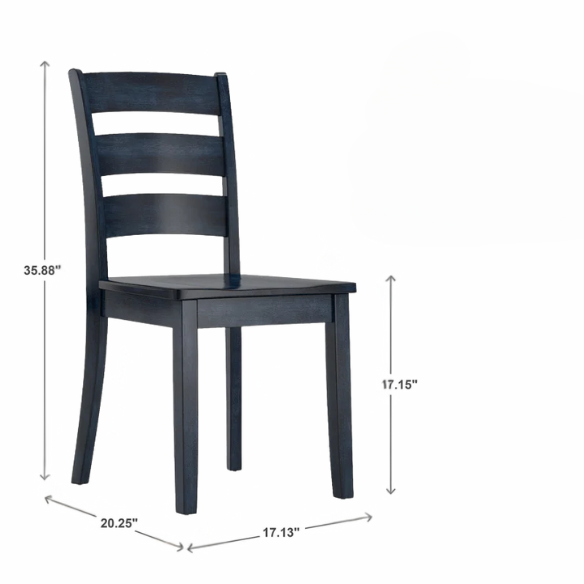 Farmhouse Ladder Back Dining Chairs – Set of 2 | Solid Wood, Distressed Finish