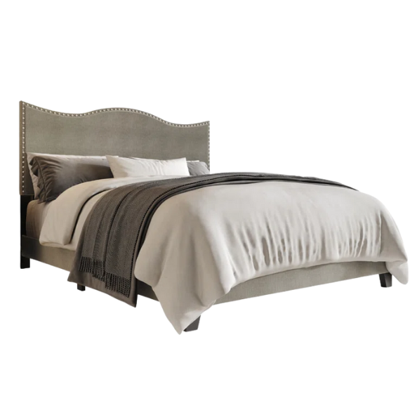 Sleek Upholstered Standard Bed – Full/Double Size in Solid Color Polyester with Stylish, Versatile Design