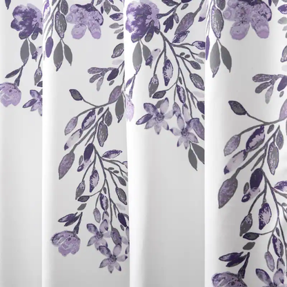 Purple and Grey Floral Vine Shower Curtain – Shabby Chic Farmhouse Style, 72" x 72"
