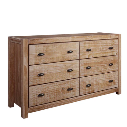 Rustic Farmhouse 4-Piece King Bedroom Set – Solid Pine Wood Bed, Dresser, Chest & Nightstand