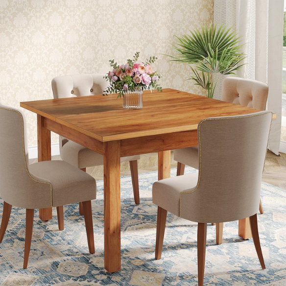 Square Dining Table with Solid Wood Legs for 4 – Perfect for Small Kitchens & Dining Rooms, 39.43-inch Durable Table for Intimate Meals, Game Nights, and More