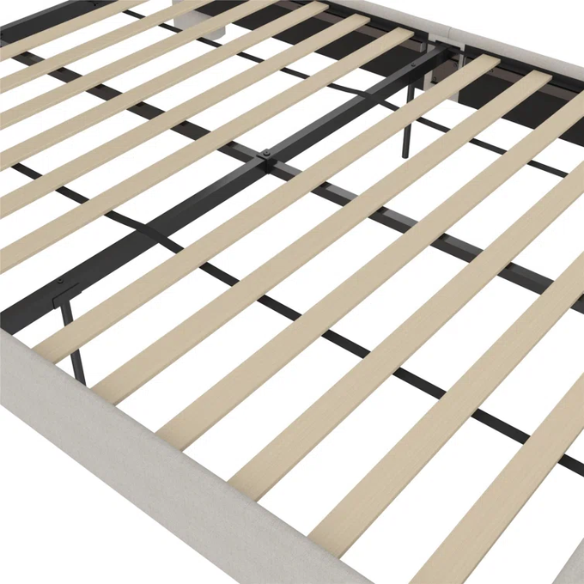 Luxurious Queen Size Upholstered Wingback Bed in Soft Linen Fabric