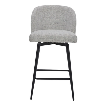 Set of 2 Counter Height Swivel Barstools – Mid-Century Modern Design, Padded Seat with High-Density Foam, 360° Swivel, Sturdy Iron Base, Footrest for Kitchen or Bar