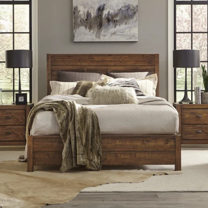 2-Piece Queen Panel Bedroom Set – Rustic Chic Design in 100% Solid Pine Wood from Sustainable Forests