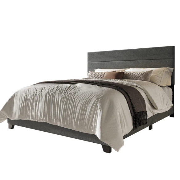 Modern King Size Upholstered Bed with Horizontal Channel Tufted Headboard – Simple, Sophisticated Design for a Contemporary Bedroom
