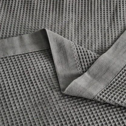 Cotton Waffle Weave Bed Blanket – Grey | All-Season Breathable Layer