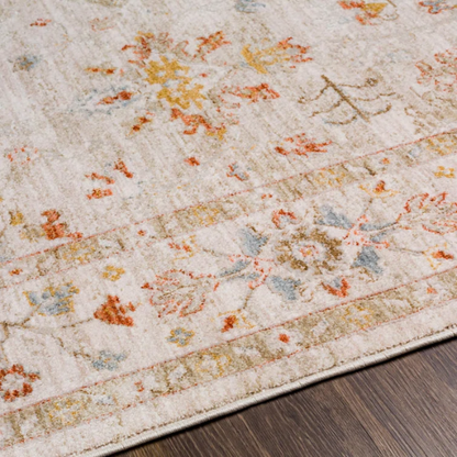 Elegant Oriental Rug – Stain-Resistant, High-Low Pile, Machine Woven with Fringed Detailing