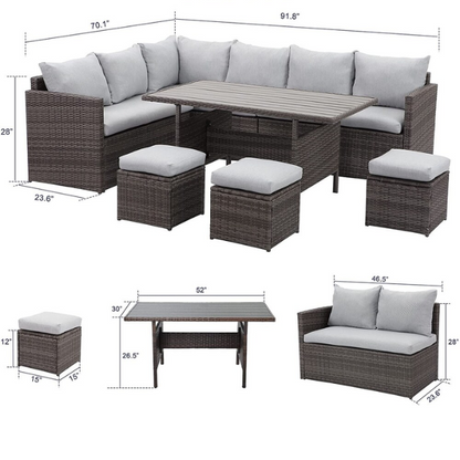 All-Weather Wicker Patio Furniture Set | Stylish Conversation Set with Cushioned Seats and Pillows | Perfect Outdoor Dining Solution