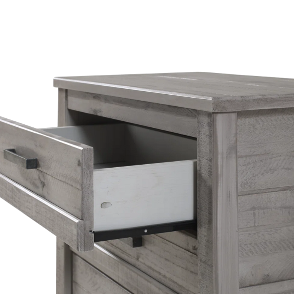 3-Drawer Solid Wood Nightstand – Rustic Distressed Finish, Clean-Lined Plank Design, Metal Hardware for Easy Access, Perfect for Storing Bedside Essentials in Traditional Bedrooms