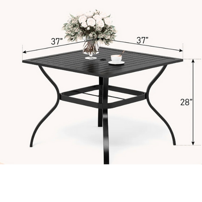 Patio Dining Set | Outdoor Furniture with Table and Swivel Chairs | All-Weather Garden Furniture with Umbrella Hole for Shade