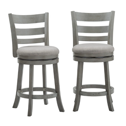 Upholstered Back Swivel Bar Stool – Durable Rubberwood Frame, 360° Swivel Seat, Ring Footrest, and Foam-Padded Linen or Faux Leather Upholstery for Comfortable Everyday Dining