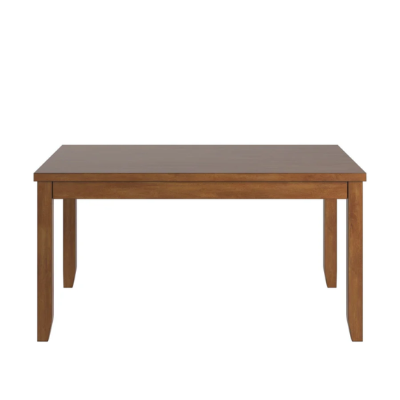 Solid Wood Rectangular Dining Table with Two Drawers – Distressed Finish, Rubberwood Construction, and Organized Storage