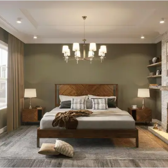 Solid Wood Platform King Size Bed with Headboard – Rustic Wood Frame with Steel Reinforcement for Ultimate Stability and Comfort