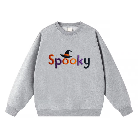 Spooky Witch Hat Embroidered Crewneck Sweatshirt