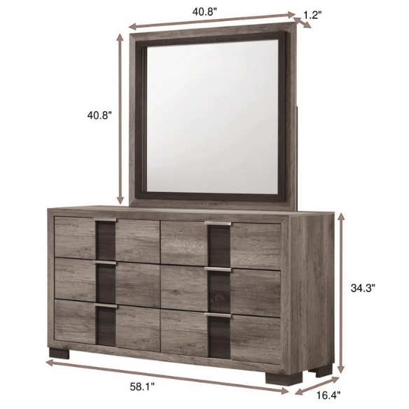 6-Piece Dark Grey Wooden Queen Bedroom Set – Modern Elegance with Sleek Storage Solutions