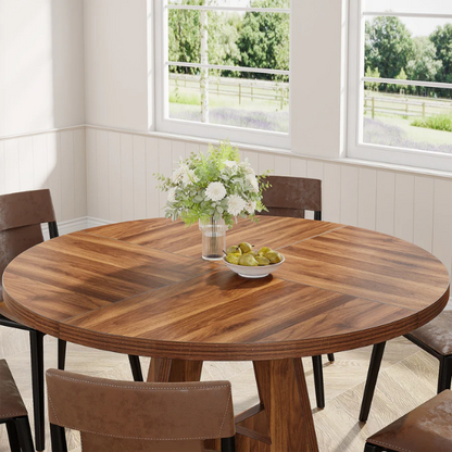 47-Inch Round Dining Table for 4 – Modern Wood Kitchen Table with MDF Legs, Perfect for Dining Room, Kitchen, or Living Room