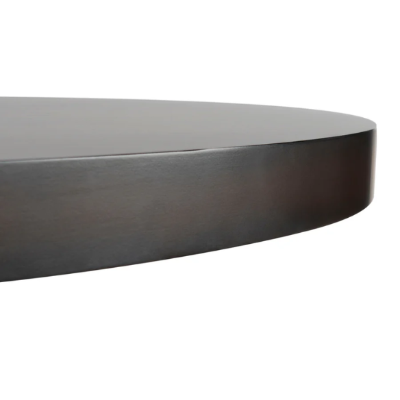 Round Wood Dining Table – French Bistro-Inspired Design, Sleek Dark Brown Frame