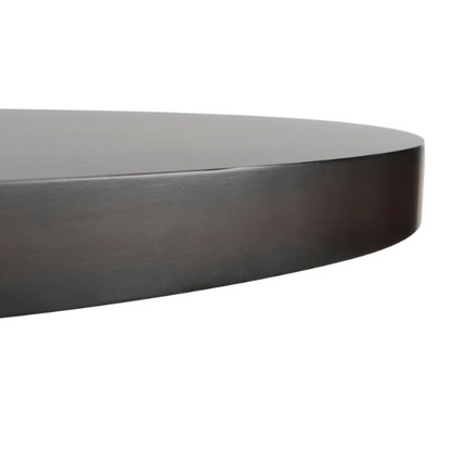 Round Wood Dining Table – French Bistro-Inspired Design, Sleek Dark Brown Frame