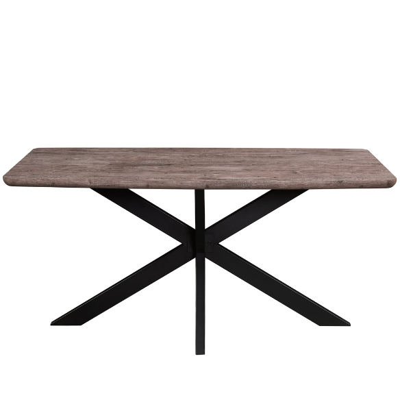 63-Inch Wood Dining Table with X-Cross Geometric Metal Base – Modern Rectangular Design, Durable MDF Top, and Sturdy Powder-Coated Base