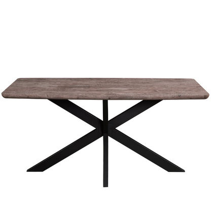 63-Inch Wood Dining Table with X-Cross Geometric Metal Base – Modern Rectangular Design, Durable MDF Top, and Sturdy Powder-Coated Base