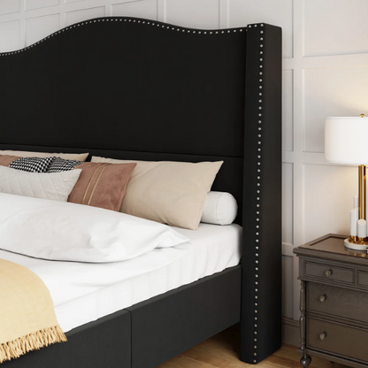 Luxurious Velvet Upholstered Metal Platform Bed – Full/Double Size with Sleek & Stylish Design