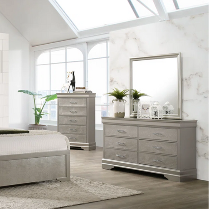 Luxurious 4-Piece Full Double Bedroom Set – Glamorous Faux Leather Design with Elegant Detailing