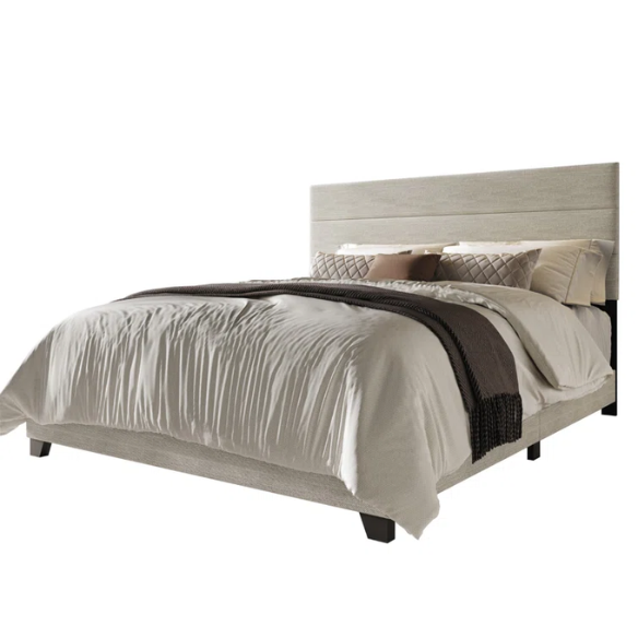Modern King Size Upholstered Bed with Horizontal Channel Tufted Headboard – Simple, Sophisticated Design for a Contemporary Bedroom
