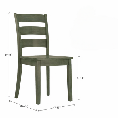 Farmhouse Ladder Back Dining Chairs – Set of 2 | Solid Wood, Distressed Finish