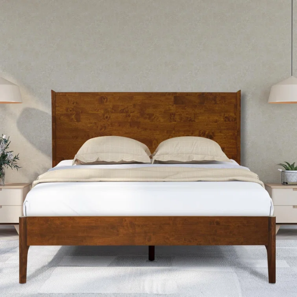 Timeless Solid Wood King Size Bed Frame with Headboard – Scandinavian Platform Design for Effortless Elegance and Comfort