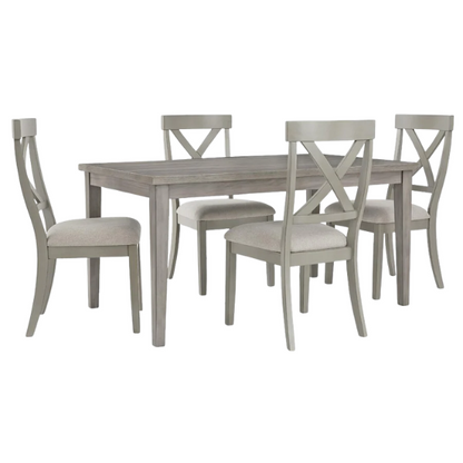 Gray Rectangular Dining Table – Modern Farmhouse Charm with Reclaimed Wood Look