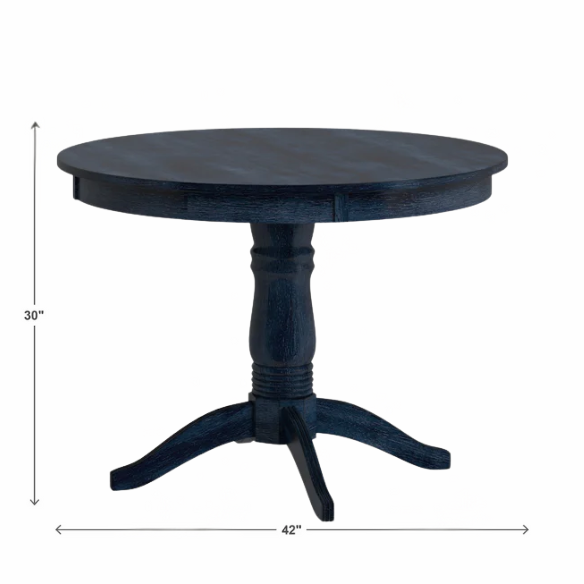 Round Pedestal Base Dining Table – Vintage Farmhouse Style with Distressed Finishes, Compact Design for Small Spaces, Timeless Classic Elegance