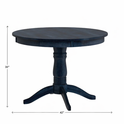 Round Pedestal Base Dining Table – Vintage Farmhouse Style with Distressed Finishes, Compact Design for Small Spaces, Timeless Classic Elegance